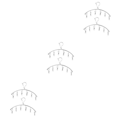 Alipis 6 pcs Collapsible Clothing Rack Clip and drip Hanger Multi Hanger Laundry Drying Hanger Sock Drying Rack Laundry Hangers with Metal Hangers Multiple Clips Multifunction