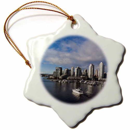 3dRose False Creek, Vancouver, British Columbia, Canada-CN02 WBI0368-Walter Bibikow Snowflake Ornament, 3"