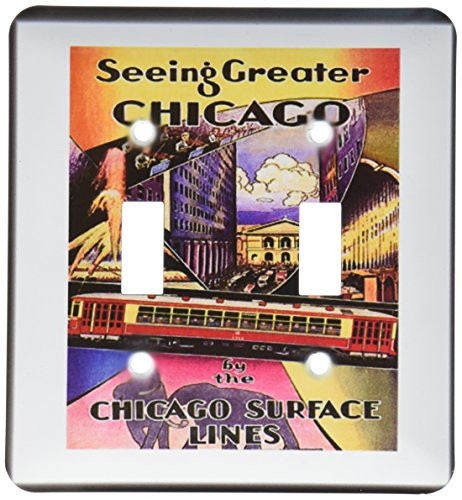3dRose LLC lsp_109573_2 Chicago Collage Vintage Travel Poster Double Toggle Switch