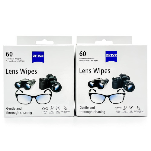 Zeiss Pre-Moistened Lens Cleaning Wipes 6 x 5-Inches, 2 Pack (60 count)