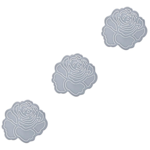 EXCEART 3pcs Rose Mold Silicone Epoxy Valentines Day Rose Pendant DIY Silicone Molds Rose Convenient Epoxy Molds Resin Crafts Valentine's Day Mold The Flowers Supplies White Silica Gel