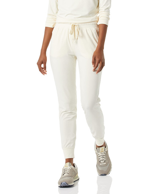 Amazon Essentials Women's Brushed Tech Stretch Jogger Pant (Available in Plus Size), Ivory, Large
