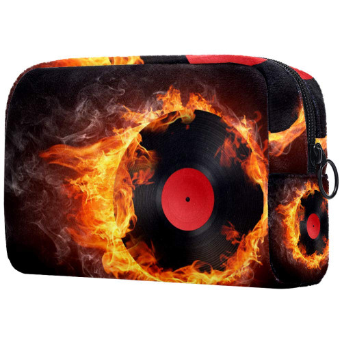 LEVEIS Record In Fire Flame Small Makeup Bag Pouch for Purse Travel Cosmetic Bag Portable Toiletry Bag for Women Girls Gifts LEVEIS Record In Fire Flame Small Makeup Bag Pouch for Purse Travel Cosmetic Bag Portable Toiletry Bag for Women Girls Gifts
