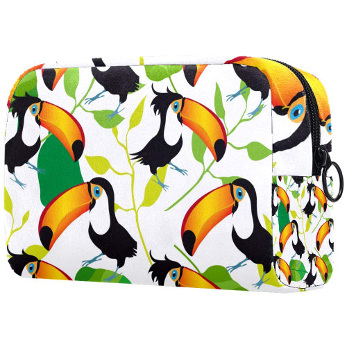 LEVEIS Bird Toucan And Leafs Small Makeup Bag Pouch for Purse Travel Cosmetic Bag Portable Toiletry Bag for Women Girls Gifts LEVEIS Bird Toucan And Leafs Small Makeup Bag Pouch for Purse Travel Cosmetic Bag Portable Toiletry Bag for Women Girls Gifts