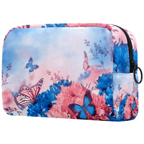 LEVEIS Butterfly On Chrysanthemum Jungle Small Makeup Bag Pouch for Purse Travel Cosmetic Bag Portable Toiletry Bag for Women Girls Gifts LEVEIS Butterfly On Chrysanthemum Jungle Small Makeup Bag Pouch for Purse Travel Cosmetic Bag Portable Toiletry Bag for Women Girls Gifts