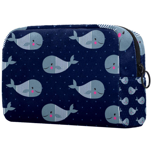 LEVEIS Whales On Dark Blue Polka Dot Small Makeup Bag Pouch for Purse Travel Cosmetic Bag Portable Toiletry Bag for Women Girls Gifts LEVEIS Whales On Dark Blue Polka Dot Small Makeup Bag Pouch for Purse Travel Cosmetic Bag Portable Toiletry Bag for Women Girls Gifts
