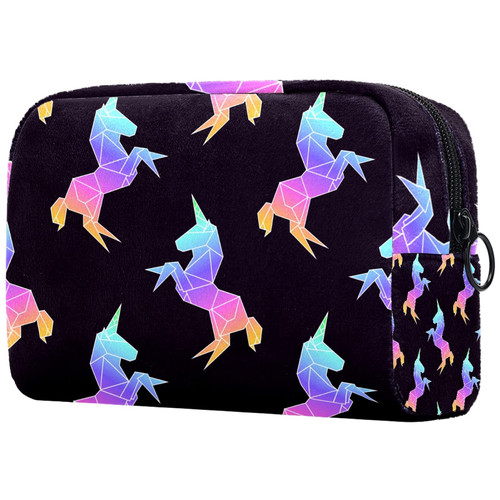 LEVEIS Geometric Unicorn Small Makeup Bag Pouch for Purse Travel Cosmetic Bag Portable Toiletry Bag for Women Girls Gifts LEVEIS Geometric Unicorn Small Makeup Bag Pouch for Purse Travel Cosmetic Bag Portable Toiletry Bag for Women Girls Gifts