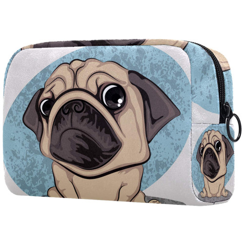 LEVEIS Cute Funny Pug Puppy Dog Small Makeup Bag Pouch for Purse Travel Cosmetic Bag Portable Toiletry Bag for Women Girls Gifts