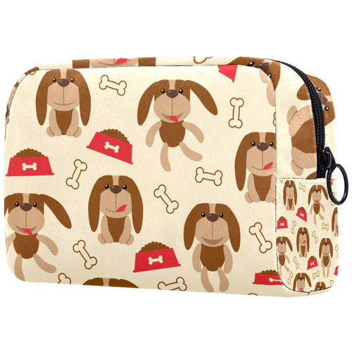 LEVEIS Cute Dog Bone Pattern Small Makeup Bag Pouch for Purse Travel Cosmetic Bag Portable Toiletry Bag for Women Girls Gifts