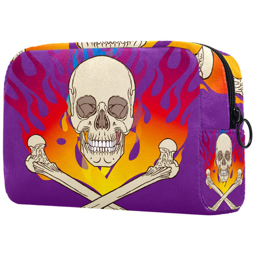 LEVEIS Skull Flame Purple Small Makeup Bag Pouch for Purse Travel Cosmetic Bag Portable Toiletry Bag for Women Girls Gifts LEVEIS Skull Flame Purple Small Makeup Bag Pouch for Purse Travel Cosmetic Bag Portable Toiletry Bag for Women Girls Gifts