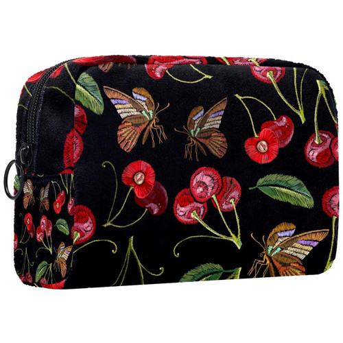 TBOUOBT Cosmetic Bags Makeup Bags for Women, Small Makeup Pouch Travel Bags, Vintage Cherry Butterfly Pattern TBOUOBT Cosmetic Bags Makeup Bags for Women, Small Makeup Pouch Travel Bags, Vintage Cherry Butterfly Pattern