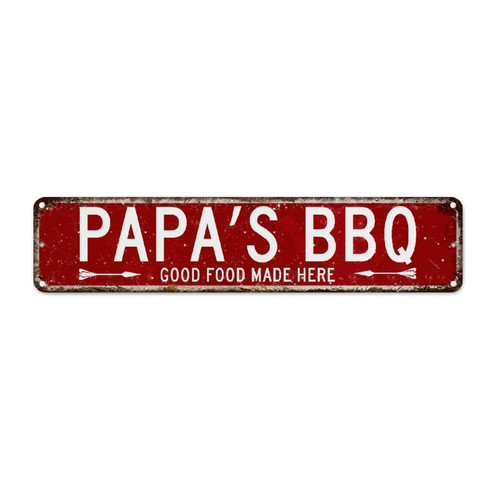 Father's BBQ Good Food Made Here Vintage Wall Decor Metal Sign Custom Street Garage Sign Street Porch Sign Men Cave Quality Metal Sign for Laundry Room Porch Workshop Gift for Him