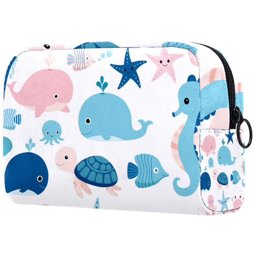 LEVEIS Marine Life Whale Small Makeup Bag Pouch for Purse Travel Cosmetic Bag Portable Toiletry Bag for Women Girls Gifts LEVEIS Marine Life Whale Small Makeup Bag Pouch for Purse Travel Cosmetic Bag Portable Toiletry Bag for Women Girls Gifts