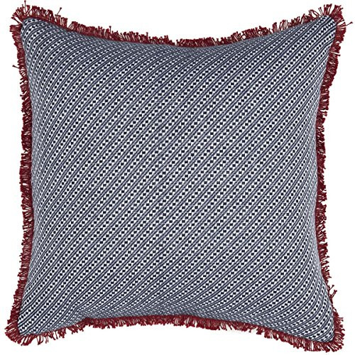 VHC Brands Navy Blue Primitive Americana Decor Patriotic Passion 18x18 Pillow, Red