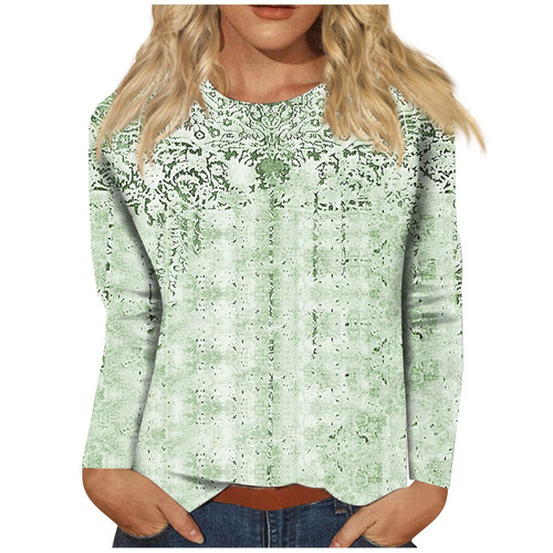 Cute Summer Tops For Women, Work Tops For Women Womens Tops Dressy Casual Long Sleeve Shirts For Women Cute Print Graphic Tees Blouses Casual Plus Size Basic Tops Pullover Summer (Mint Green,4X-Large)