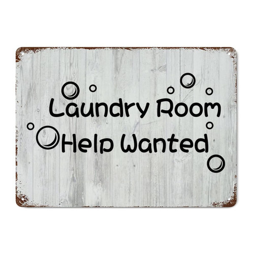 LUIJORGY Metal Tin Sign Bible Verse Poster Metal Decor Signs Laundry Room Help Wanted Wood Grain Funny Shabby Metal Sign for Home Kitchen Door Wall Holiday Gift 7x10in