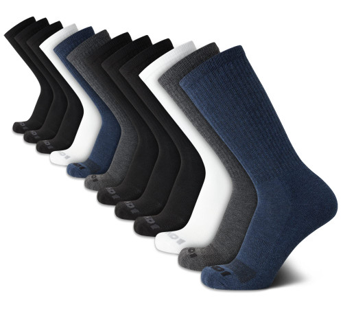 AND1 Men's Athletic Arch Compression Cushion Comfort Crew Socks (12 Pack), Size 6-12.5, Navy Assorted