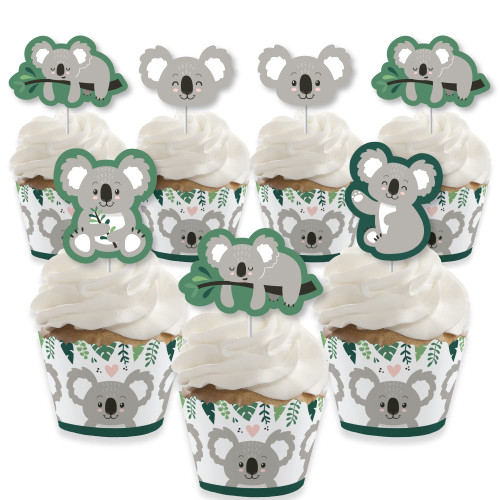 Big Dot of Happiness Koala Cutie - Cupcake Decoration - Bear Birthday Party and Baby Shower Cupcake Wrappers and Treat Picks Kit - Set of 24