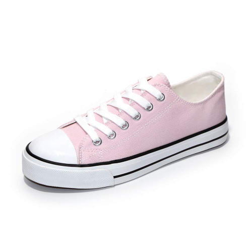 Womens Shoes Low Top Lace Up Canvas Sneakers Casual Fashion Running Lightweight Breathable Low Cut Comfortable Canvas Shoes for Walking Pink