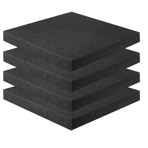 ALISWAT 4 Pack Polyurethane Foam Sheets 12x12x1.5 Inch,Cuttable Foam Sheets Black Foam Inserts Cases Foam Padding for Toolbox Camera Storage and Crafts