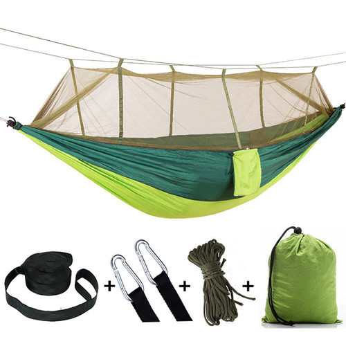 Lheng Light Green Camping Hammock, Mosquito Net Outdoor Hammock Travel Bed Lightweight Parachute Fabric Double Hammock for Indoor, Camping, Hiking, Backpacking, Backyard Lheng Light Green Camping Hammock, Mosquito Net Outdoor Hammock Travel Bed Lightweight Parachute Fabric Double Hammock for Indoor, Camping, Hiking, Backpacking, Backyard