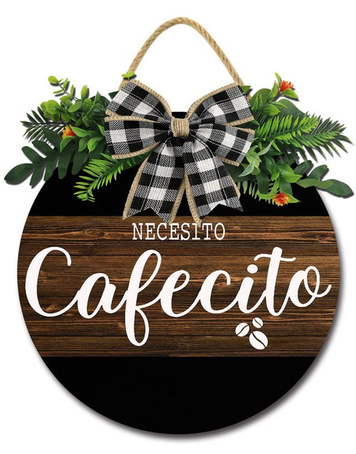 Isaric Cafecito Wood Decor Coffee Wall Sign, Coffee Lover Gift, Coffee Bar Sign, Coffee Station Decor, Cafecito Decor Necesito Cafecito Sign for Coffee Bar Kitchen Wall Decor Farmhouse Rustic Wall Art Wooden Sign, 12"x12" Wood Plaque Wall Hanging Sig