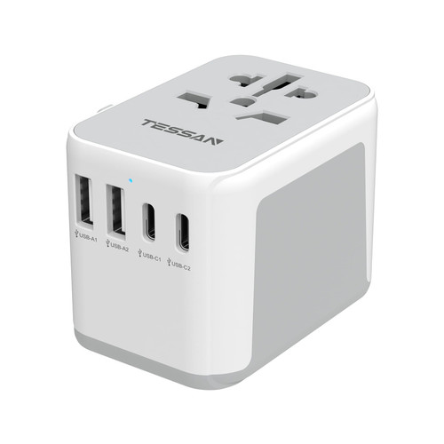 TESSAN Universal Travel Adapter, International Plug Adaptor with 2 USB C Wall Charger 2 USB A Ports, All-in-one Worldwide Power Outlet for US to European EU UK AUS (Type C/G/A/I) TESSAN Universal Travel Adapter, International Plug Adaptor with 2 USB C Wall Charger 2 USB A Ports, All-in-one Worldwide Power Outlet for US to European EU UK AUS (Type C/G/A/I)