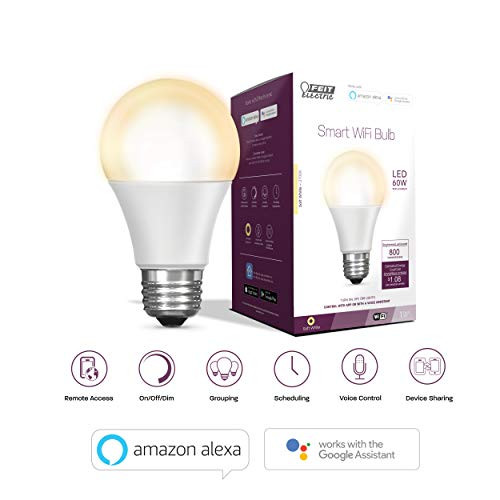 Feit Electric WiFi LED Dimmable 60W Equivalent Soft White (2700K) Light, Hub Required, Works with Alexa and Google Assistant (OM60/927CA/AG) A19 Smart Bulb Feit Electric WiFi LED Dimmable 60W Equivalent Soft White (2700K) Light, Hub Required, Works with Alexa and Google Assistant (OM60/927CA/AG) A19 Smart Bulb