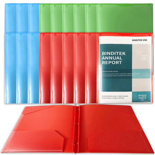 Binditek 18 Pack Plastic 2-Pocket Folders with Prongs and Clear Front Pocket, Heavy Duty 3 Prong File Folders with Pockets and Card Slot, Two Pocket Folders with Prongs for Letter Size, Assorted Color Binditek 18 Pack Plastic 2-Pocket Folders with Prongs and Clear Front Pocket, Heavy Duty 3 Prong File Folders with Pockets and Card Slot, Two Pocket Folders with Prongs for Letter Size, Assorted Color