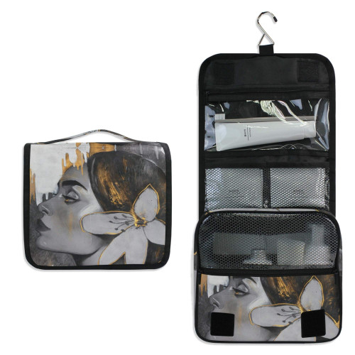 ALAZA African American Woman Art Painting Travel Toiletry Bag Hanging Multifunction Cosmetic Case Portable Makeup Pouch Organizer with Hook ALAZA African American Woman Art Painting Travel Toiletry Bag Hanging Multifunction Cosmetic Case Portable Makeup Pouch Organizer with Hook
