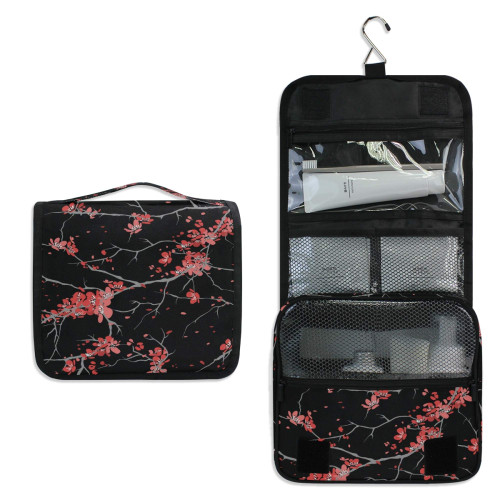 ALAZA Cherry Blossom Sakura Flower Floral Travel Toiletry Bag Hanging Multifunction Cosmetic Case Portable Makeup Pouch Organizer with Hook ALAZA Cherry Blossom Sakura Flower Floral Travel Toiletry Bag Hanging Multifunction Cosmetic Case Portable Makeup Pouch Organizer with Hook