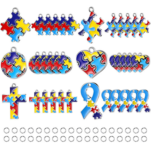 Hicarer Autism Charms Pendants Puzzle Piece Charms Puzzle Autism Alloy Pendants for Jewelry Making DIY Necklaces Bracelets Key Chains Crafts Making Supplies with Semi Opening Rings (150) Hicarer Autism Charms Pendants Puzzle Piece Charms Puzzle Autism Alloy Pendants for Jewelry Making DIY Necklaces Bracelets Key Chains Crafts Making Supplies with Semi Opening Rings (150)