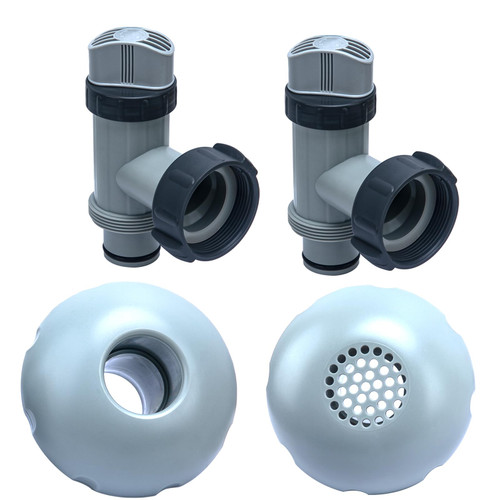 COONOOL Above Ground Pool Parts, Plunger Valves for Pools Replacement Parts, Pool Pump Part with On Off Plunger Valves, 1.5" Outlet Strainer & Inlet Nozzle, Pool Hose Adapter for Sand Pump