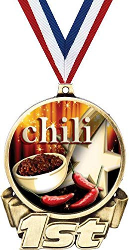 Chili Pot First Place Medal, 3" Gold Chili Cook Off Trophy Medal Award 1 Pack