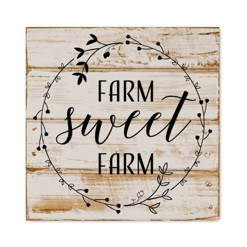 Evans1nism Wood Sign Farm Sweet Farm Wooden Wall Sign Inspirational Heart Warming Decorative Home Wall Art Bright Solid Wood Printed Sign for Laundry Room Home Kitchen Decoration Decor 12x12in
