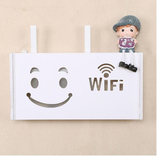 Router Storage Wall Shelf WiFi Rack Hanging Boxes Desktop Box Display Stand/Shelf for Home Office Wood-Plastic