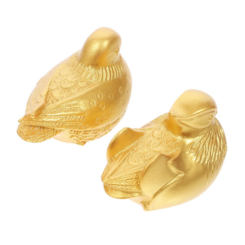 NOLITOY 4 Pairs Mandarin Duck Ornaments Mandarin Duck Sculptures Mandarin Duck Statues Golden Mandarin Duck Mandarin Ducks Flowerpot Decoration Bird Household Resin Lovers Decorative Style