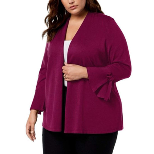 Alfani Women's Tie-Sleeve Cardigan Dark Red Size Medium