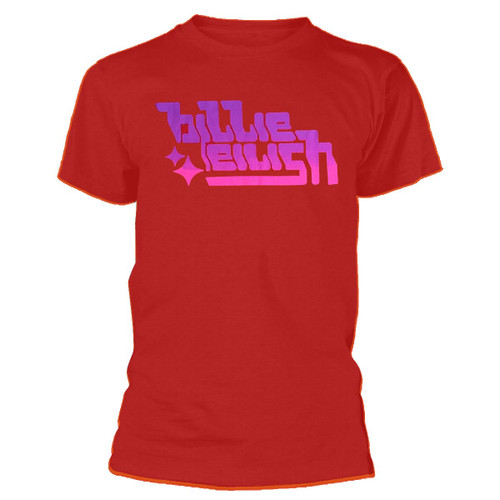 Billie Eilish 'Purple Logo' (Red) T-Shirt (as1, Alpha, m, Regular, Regular)