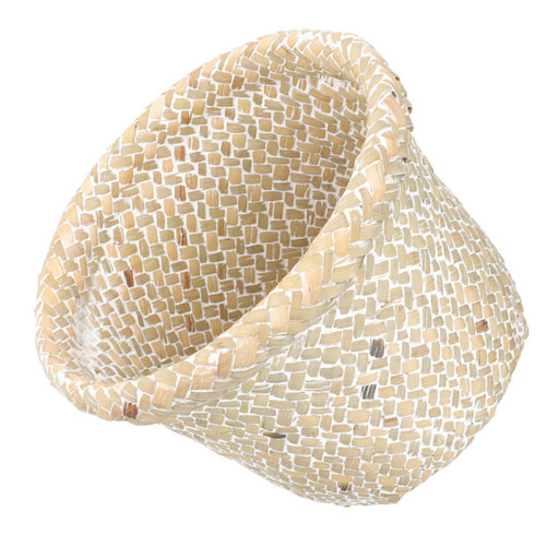 Alipis Wastebasket Trash Can Rattan Round Waste Basket Wicker Laundry Hamper Shelf Baskets for Shelves Round Trash Can Seagrass Baskets Bedroom Woven Trash Basket Sundries Basket Straw