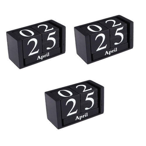 MAGICLULU 3pcs Wooden Perpetual Calendar Block off Calendar Vintage Table Calendar Vintage Wood Calendar Wood Block Desk Calendar Vintage Perpetual Calendar Wooden Decor Office Manual Blocks
