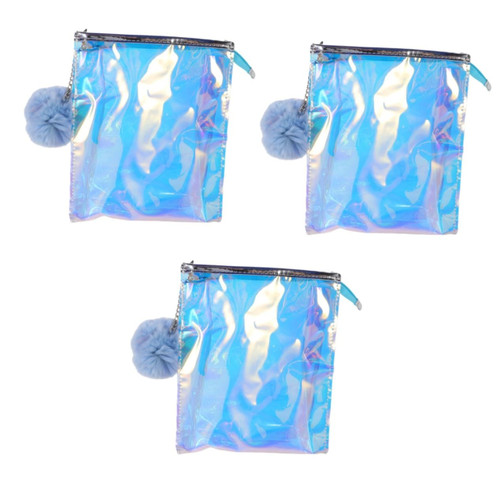 FRCOLOR 3pcs travel makeup bags clear make up bag clear toiletry bag clear makeup bags holographic accessories cosmetic bag with zipper travel bag Makeup Pouch Cosmetic Pouch