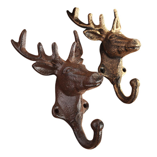 Zerodeko 2pcs Antlers Wall Hanger Wall Mounted Hooks Deer Wall Hook Calendar Hanger Wall Key Rack Vintage Iron Hook Vintage Hook Deer Hook Single Iron Hooks Keys Towels Ordinary Animal