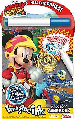 Bendon 41686 Disney Imagine Ink Mess Free Game Book, Mickey and Roadster Racers