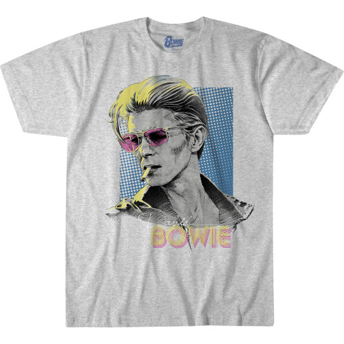 Liquid Blue unisex adult David Bowie Bowie Sketch T-shirt T Shirt, Heather Grey, X-Large US