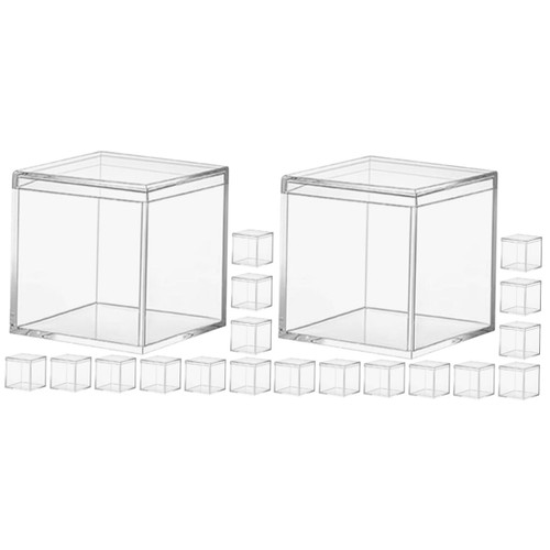 DOITOOL 20 Pcs Candy Box Clear Square Cube Candy Gift Cube Jewelry Cases Mini Acrylic Cubes Cupcake Container Party Candy Container Crystal Mud Banquet Hard Plastic Square Box
