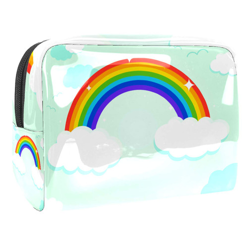 Portable Makeup Bag with Zipper Travel Toiletry Bag for Women Handy Storage Cosmetic Pouch Rainbow Design Portable Makeup Bag with Zipper Travel Toiletry Bag for Women Handy Storage Cosmetic Pouch Rainbow Design