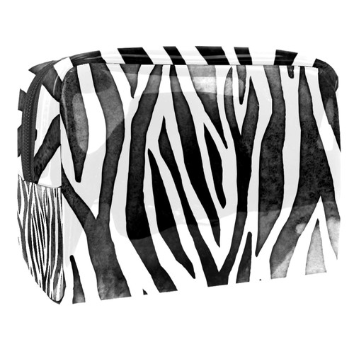 Portable Makeup Bag with Zipper Travel Toiletry Bag for Women Handy Storage Cosmetic Pouch Zebras Black White Portable Makeup Bag with Zipper Travel Toiletry Bag for Women Handy Storage Cosmetic Pouch Zebras Black White