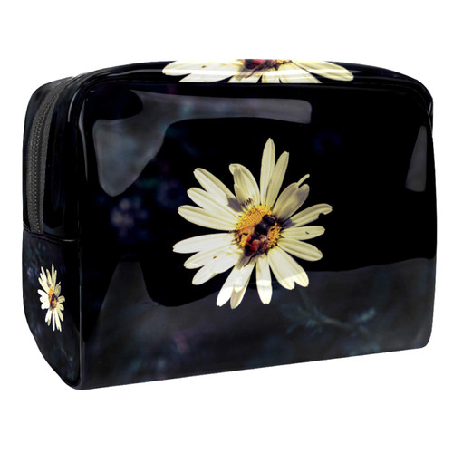 Portable Makeup Bag with Zipper Travel Toiletry Bag for Women Handy Storage Cosmetic Pouch Flower Black Portable Makeup Bag with Zipper Travel Toiletry Bag for Women Handy Storage Cosmetic Pouch Flower Black