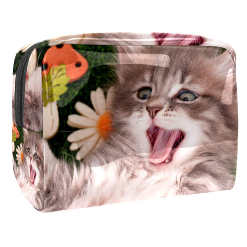 Portable Makeup Bag with Zipper Travel Toiletry Bag for Women Handy Storage Cosmetic Pouch Cat Animal Portable Makeup Bag with Zipper Travel Toiletry Bag for Women Handy Storage Cosmetic Pouch Cat Animal